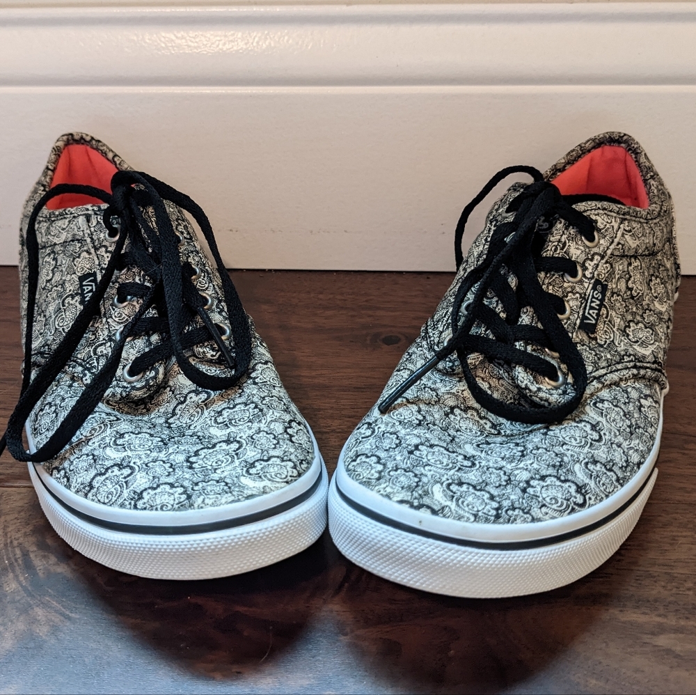 Vans Womens Shoes Paisley Sneakers Black Gray Shoes 8
